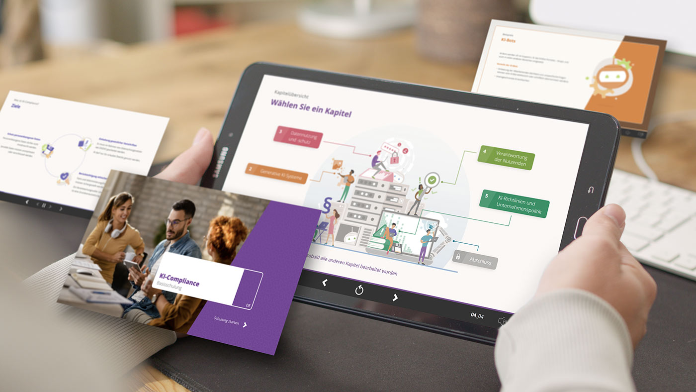 Mockup zur Onliene-Schulung "KI-Compliance"